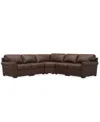 Macy's Radley Roll Arm 117" 4-pc. Leather Wedge Corner L Sectional, Exclusively At