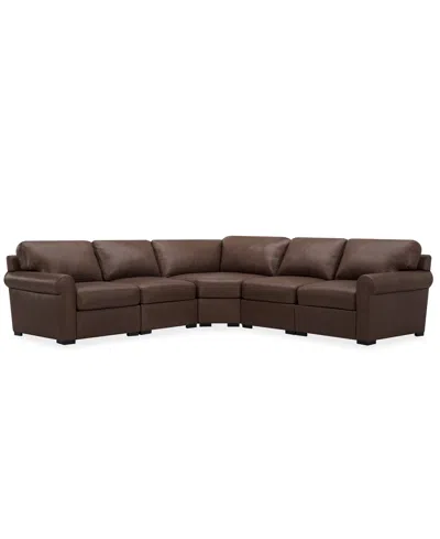 MACY'S RADLEY ROLL ARM 117" 5-PC. LEATHER WEDGE CORNER L SECTIONAL, EXCLUSIVELY AT MACY'S