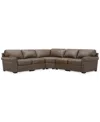 Macy's Radley Roll Arm 117" 4-pc. Leather Wedge Corner L Sectional, Exclusively At