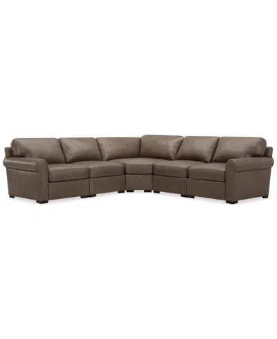 MACY'S RADLEY ROLL ARM 117" 5-PC. LEATHER WEDGE CORNER L SECTIONAL, EXCLUSIVELY AT MACY'S