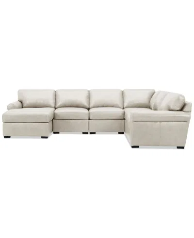 Macy's Radley Roll Arm 132" 6-pc. Leather Square Corner Chaise Sectional, Exclusively At