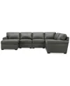 Macy's Radley Roll Arm 132" 6-pc. Leather Square Corner Chaise Sectional, Exclusively At
