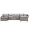 Macy's Radley Roll Arm 139" 4-pc. Leather Square Corner Chaise Sectional, Exclusively At