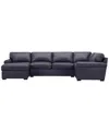 Macy's Radley Roll Arm 139" 4-pc. Leather Square Corner Chaise Sectional, Exclusively At