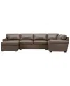 Macy's Radley Roll Arm 132" 6-pc. Leather Square Corner Chaise Sectional, Exclusively At