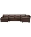 Macy's Radley Roll Arm 139" 4-pc. Leather Square Corner Chaise Sectional, Exclusively At