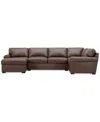 Macy's Radley Roll Arm 132" 6-pc. Leather Square Corner Chaise Sectional, Exclusively At