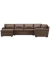 Macy's Radley Roll Arm 132" 6-pc. Leather Square Corner Chaise Sectional, Exclusively At