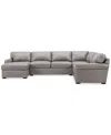 Macy's Radley Roll Arm 139" 5-pc. Leather Square Corner Chaise Sectional, Exclusively At