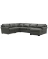 Macy's Radley Roll Arm 139" 5-pc. Leather Square Corner Chaise Sectional, Exclusively At