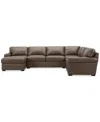 Macy's Radley Roll Arm 132" 6-pc. Leather Square Corner Chaise Sectional, Exclusively At