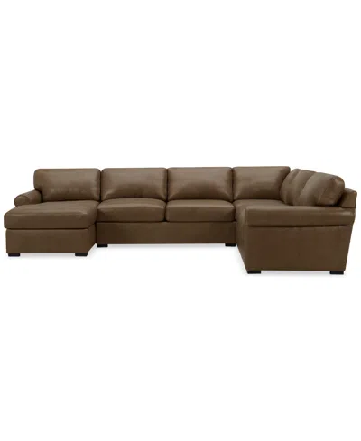 Macy's Radley Roll Arm 132" 6-pc. Leather Square Corner Chaise Sectional, Exclusively At