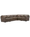 Macy's Radley Roll Arm 139" 5-pc. Leather Square Corner L Sectional, Exclusively At