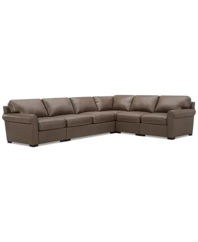 Macy's Radley Roll Arm 139" 5-pc. Leather Square Corner L Sectional, Exclusively At