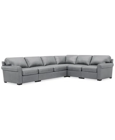 Macy's Radley Roll Arm 139" 5-pc. Leather Square Corner L Sectional, Exclusively At