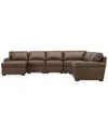 Macy's Radley Roll Arm 145" 6-pc. Leather Wedge Corner Chaise Sectional, Exclusively At