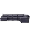 Macy's Radley Roll Arm 145" 6-pc. Leather Wedge Corner Chaise Sectional, Exclusively At