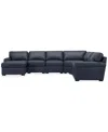 Macy's Radley Roll Arm 145" 6-pc. Leather Wedge Corner Chaise Sectional, Exclusively At