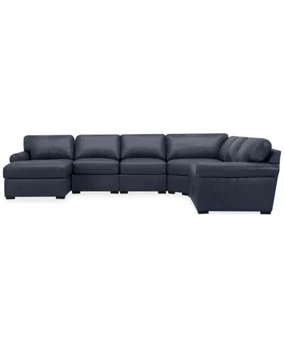 MACY'S RADLEY ROLL ARM 145" 6-PC. LEATHER WEDGE CORNER CHAISE SECTIONAL, EXCLUSIVELY AT MACY'S