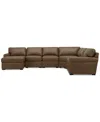 Macy's Radley Roll Arm 145" 6-pc. Leather Wedge Corner Chaise Sectional, Exclusively At