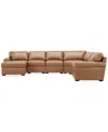 Macy's Radley Roll Arm 145" 6-pc. Leather Wedge Corner Chaise Sectional, Exclusively At
