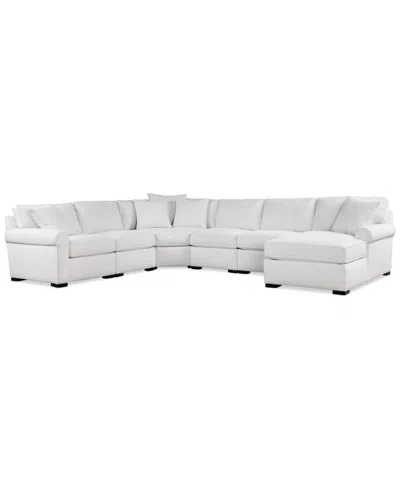 Macy's Radley Roll Arm 146" 6-pc. Fabric Chaise Sectional With Wedge, Exclusively At  In White