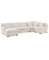 Macy's Radley Roll Arm 148" 4-pc. Fabric Chaise Sectional With Wedge, Exclusively At  In White