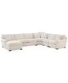 Macy's Radley Roll Arm 148" 5-pc. Fabric Chaise Sectional With Wedge, Exclusively At