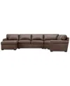 Macy's Radley Roll Arm 152" 4-pc. Leather Wedge Corner Chaise Sectional, Exclusively At