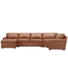 Macy's Radley Roll Arm 152" 5-pc. Leather Wedge Corner Chaise Sectional, Exclusively At