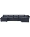 Macy's Radley Roll Arm 152" 4-pc. Leather Wedge Corner Chaise Sectional, Exclusively At