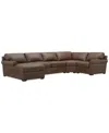 Macy's Nevio 157" 6-pc. Leather Sectional With 2 Power Recliners, Headrests And Chaise, Created For