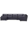 Macy's Radley Roll Arm 152" 4-pc. Leather Wedge Corner Chaise Sectional, Exclusively At