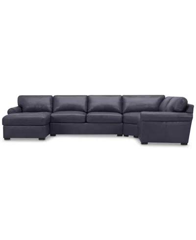 Macy's Radley Roll Arm 152" 4-pc. Leather Wedge Corner Chaise Sectional, Exclusively At