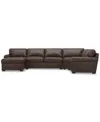 Macy's Radley Roll Arm 152" 4-pc. Leather Wedge Corner Chaise Sectional, Exclusively At