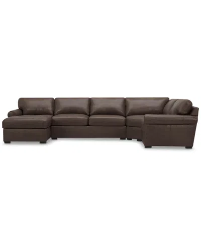 Macy's Radley Roll Arm 152" 4-pc. Leather Wedge Corner Chaise Sectional, Exclusively At