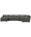 Macy's Radley Roll Arm 152" 5-pc. Leather Wedge Corner Chaise Sectional, Exclusively At