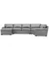 Macy's Radley Roll Arm 152" 4-pc. Leather Wedge Corner Chaise Sectional, Exclusively At