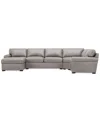 Macy's Radley Roll Arm 132" 6-pc. Leather Square Corner Chaise Sectional, Exclusively At