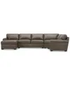 Macy's Radley Roll Arm 152" 4-pc. Leather Wedge Corner Chaise Sectional, Exclusively At