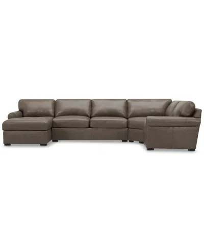 Macy's Radley Roll Arm 152" 4-pc. Leather Wedge Corner Chaise Sectional, Exclusively At