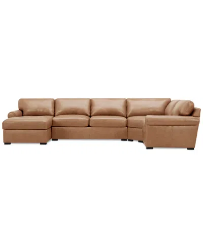 MACY'S RADLEY ROLL ARM 152" 4-PC. LEATHER WEDGE CORNER CHAISE SECTIONAL, EXCLUSIVELY AT MACY'S