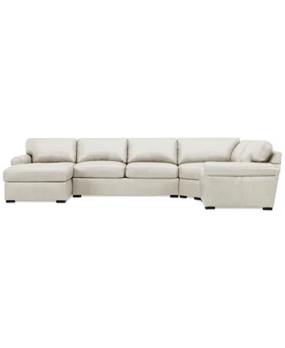 Macy's Radley Roll Arm 152" 4-pc. Leather Wedge Corner Chaise Sectional, Exclusively At  In White