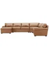 Macy's Radley Roll Arm 152" 5-pc. Leather Wedge Corner Chaise Sectional, Exclusively At