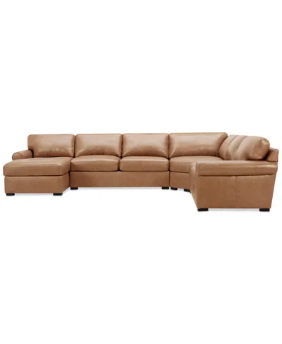 Macy's Radley Roll Arm 152" 5-pc. Leather Wedge Corner Chaise Sectional, Exclusively At
