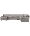 Macy's Radley Roll Arm 152" 5-pc. Leather Wedge Corner Chaise Sectional, Exclusively At