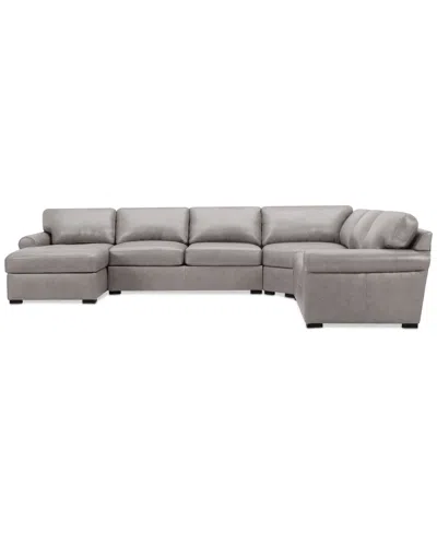 Macy's Radley Roll Arm 152" 5-pc. Leather Wedge Corner Chaise Sectional, Exclusively At