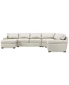 Macy's Radley Roll Arm 152" 5-pc. Leather Wedge Corner Chaise Sectional, Exclusively At