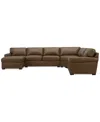 Macy's Radley Roll Arm 152" 5-pc. Leather Wedge Corner Chaise Sectional, Exclusively At