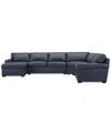 Macy's Radley Roll Arm 152" 5-pc. Leather Wedge Corner Chaise Sectional, Exclusively At